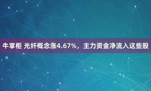 牛掌柜 光纤概念涨4.67%，主力资金净流入这些股
